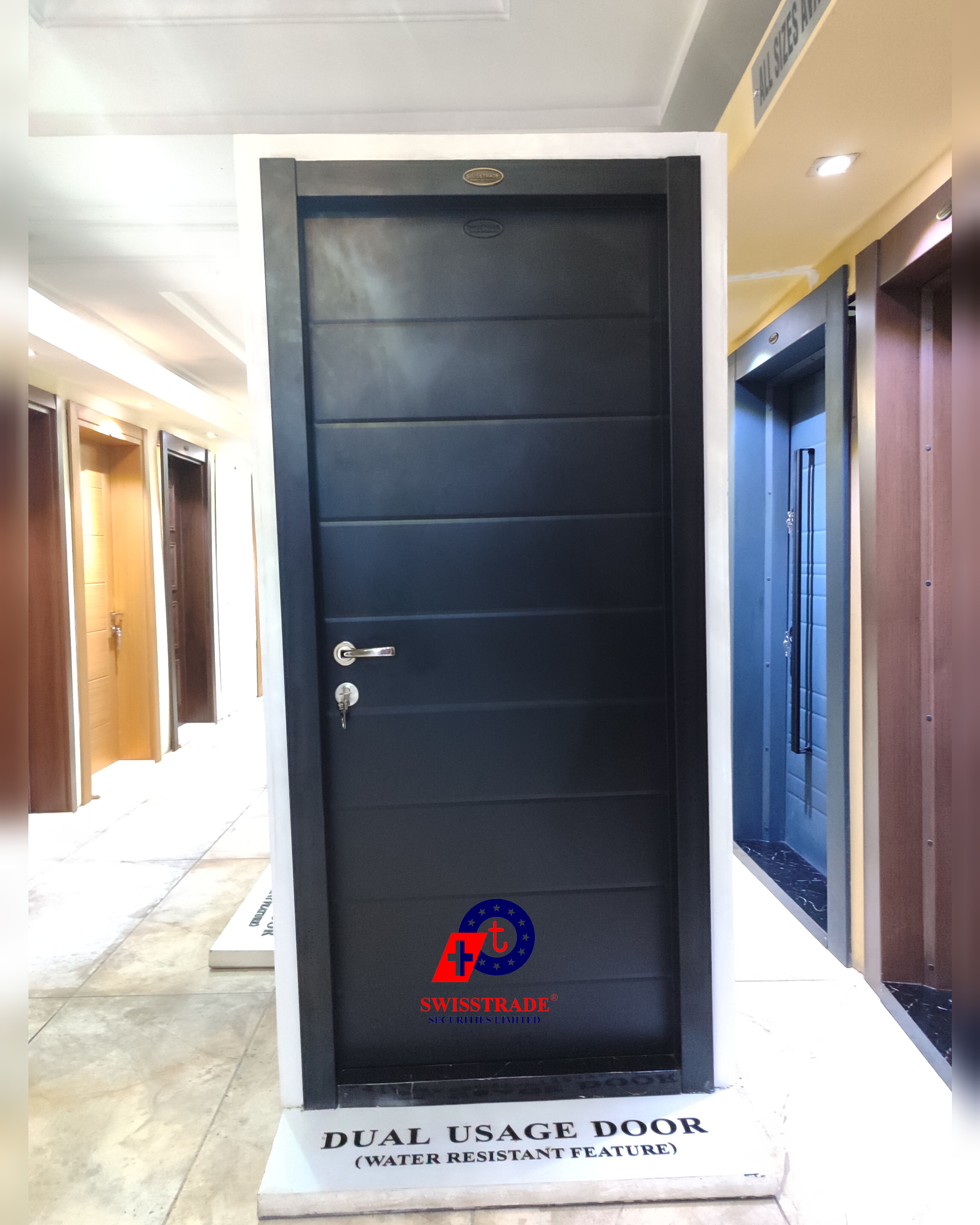 Dual Usage Galvanized Steel Doors. Black Color