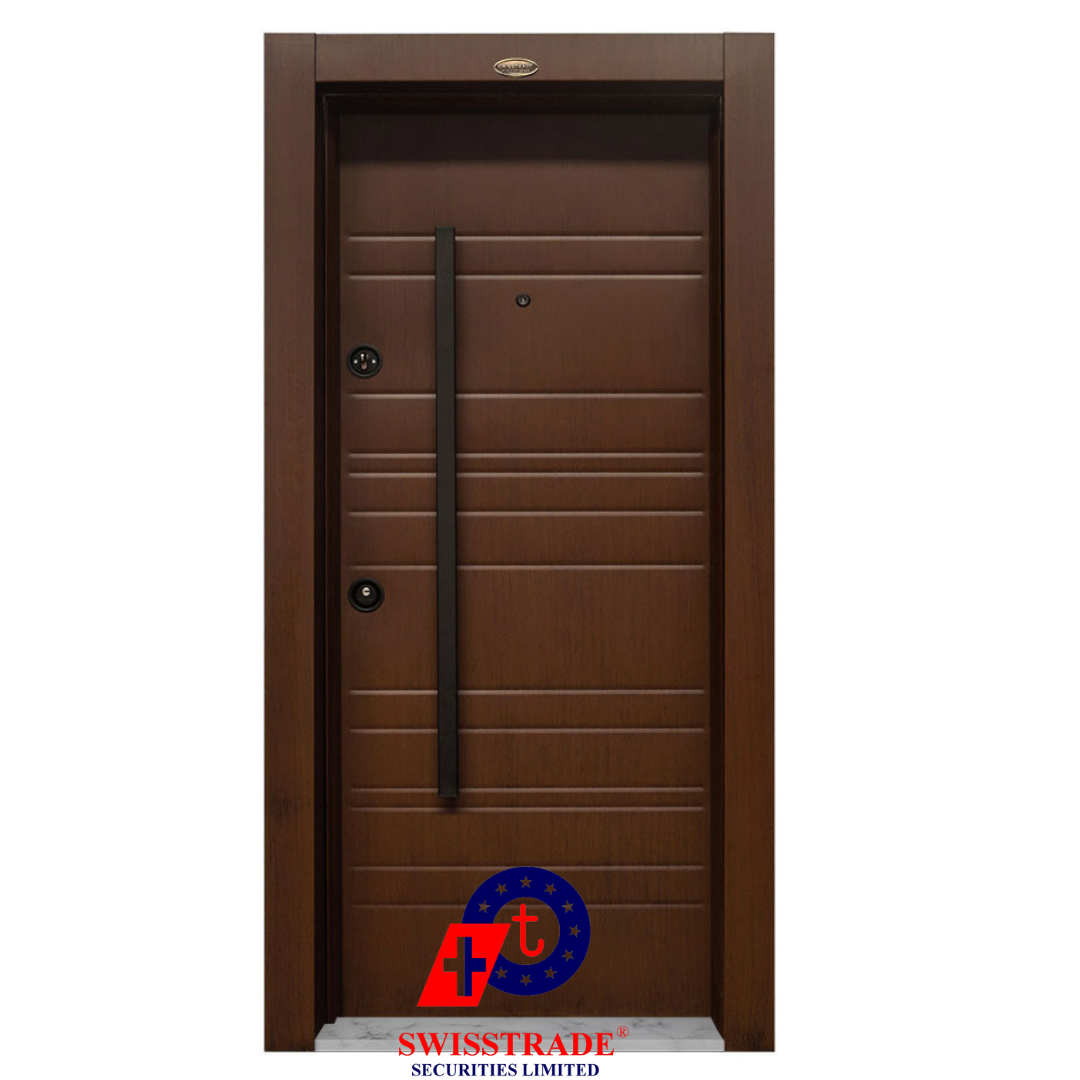 Irish toughened galvanized steel security doors. Walnut Color